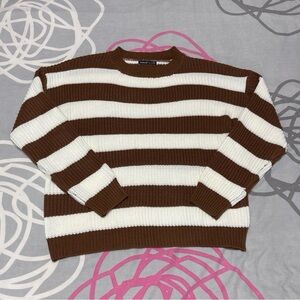 SHEIN Brown and White Striped Sweater